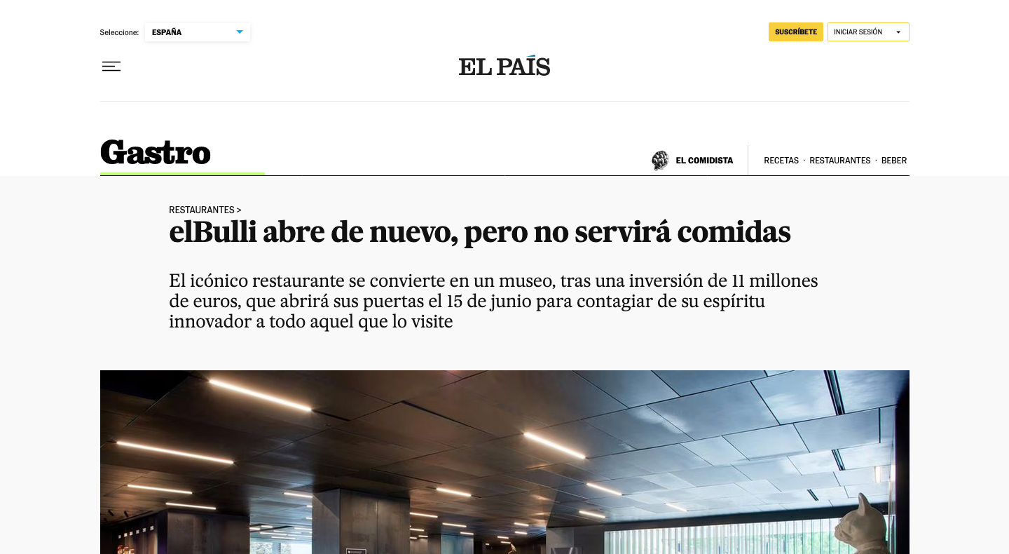 elBulli abre de nuevo, pero no servirá comidas - 2023.04.15 - El País